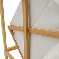 Estanterí­a con cesto de bambú natural blanca de 140x33x34 cm