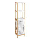 Estanterí­a con cesto de bambú natural blanca de 140x33x34 cm