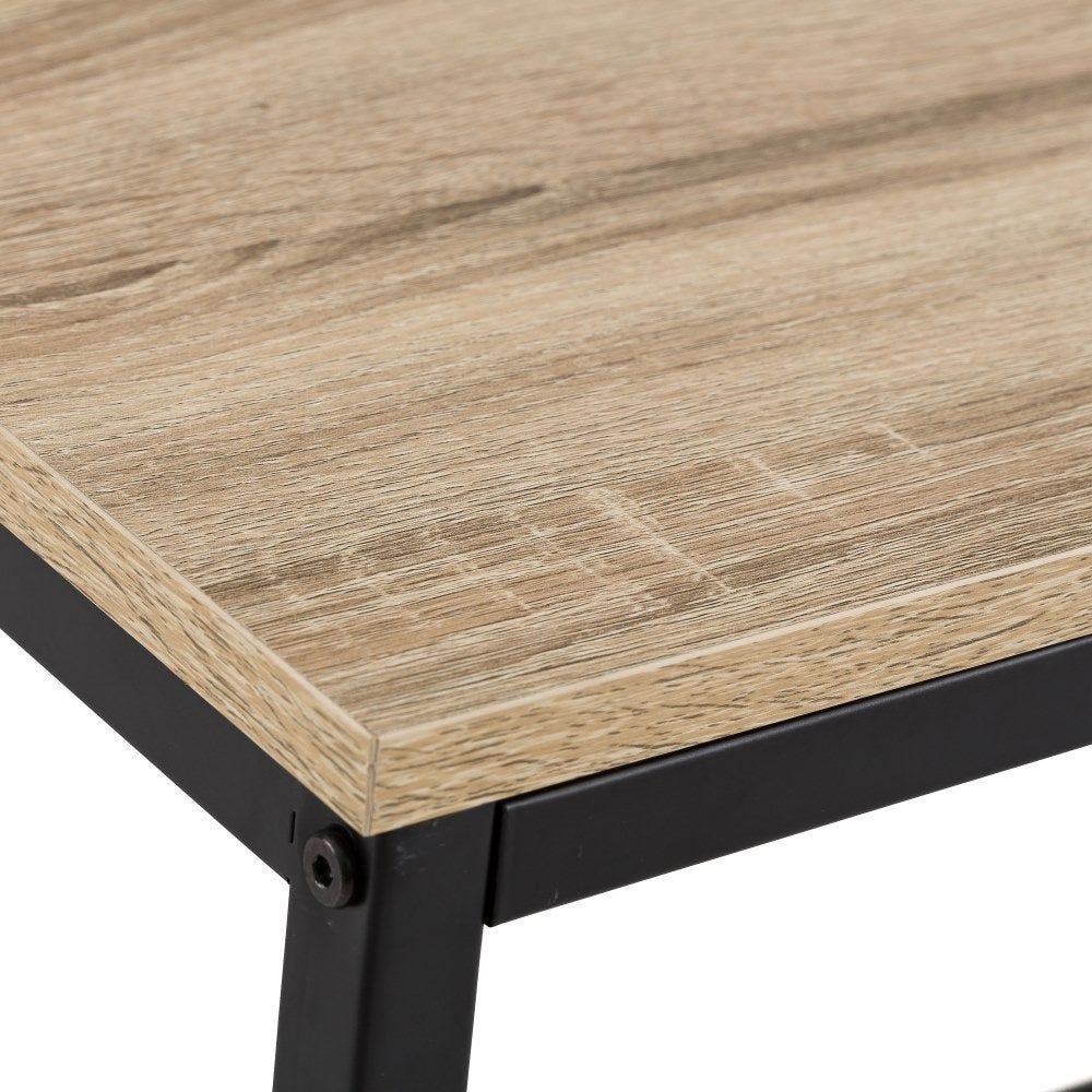 Mesa de centro de acero y madera negra de 36x50x100 cm