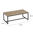 Mesa de centro de acero y madera negra de 36x50x100 cm