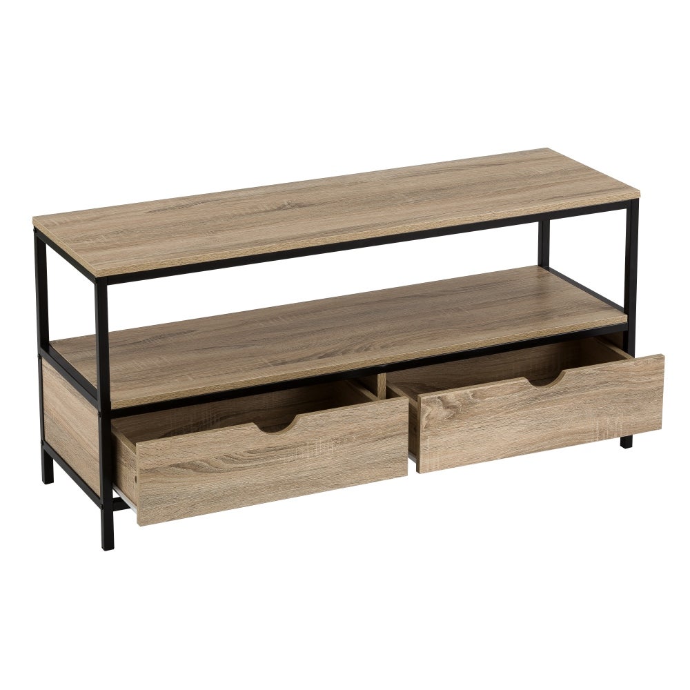 Mueble TV Moderno de Acero Negro con 2 cajones de 57x39x120 cm