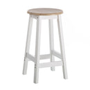Taburete de cocina de MDF blanco y natural sin respaldo de 56 cm