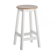 Banco de cozinha em MDF branco e natural sem encosto de 56 cm