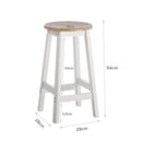 Taburete de cocina de MDF blanco y natural sin respaldo de 56 cm