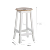 Taburete de cocina de MDF blanco y natural sin respaldo de 56 cm