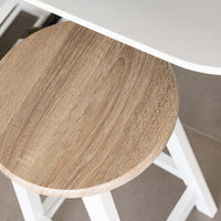 Taburete de cocina de MDF blanco y natural sin respaldo de 56 cm