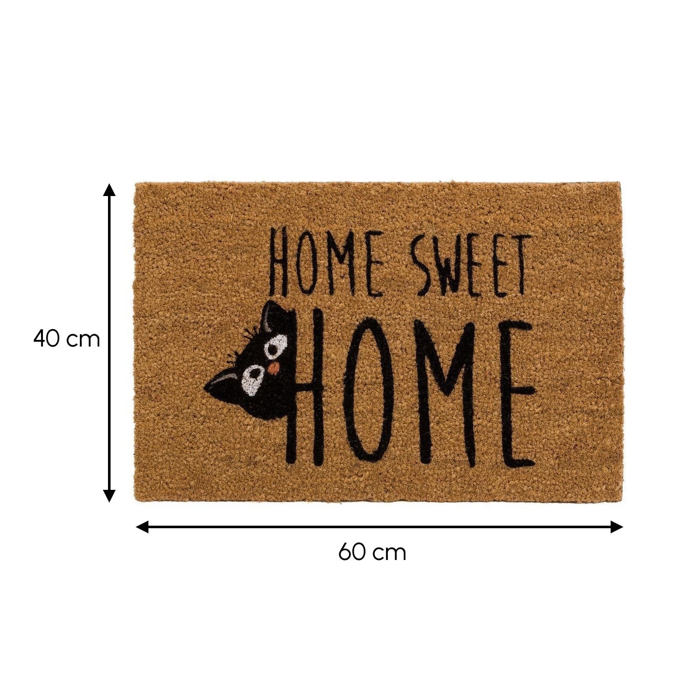 Felpudo antideslizante de fibra de coco natural modelo Gato de 60x40 cm
