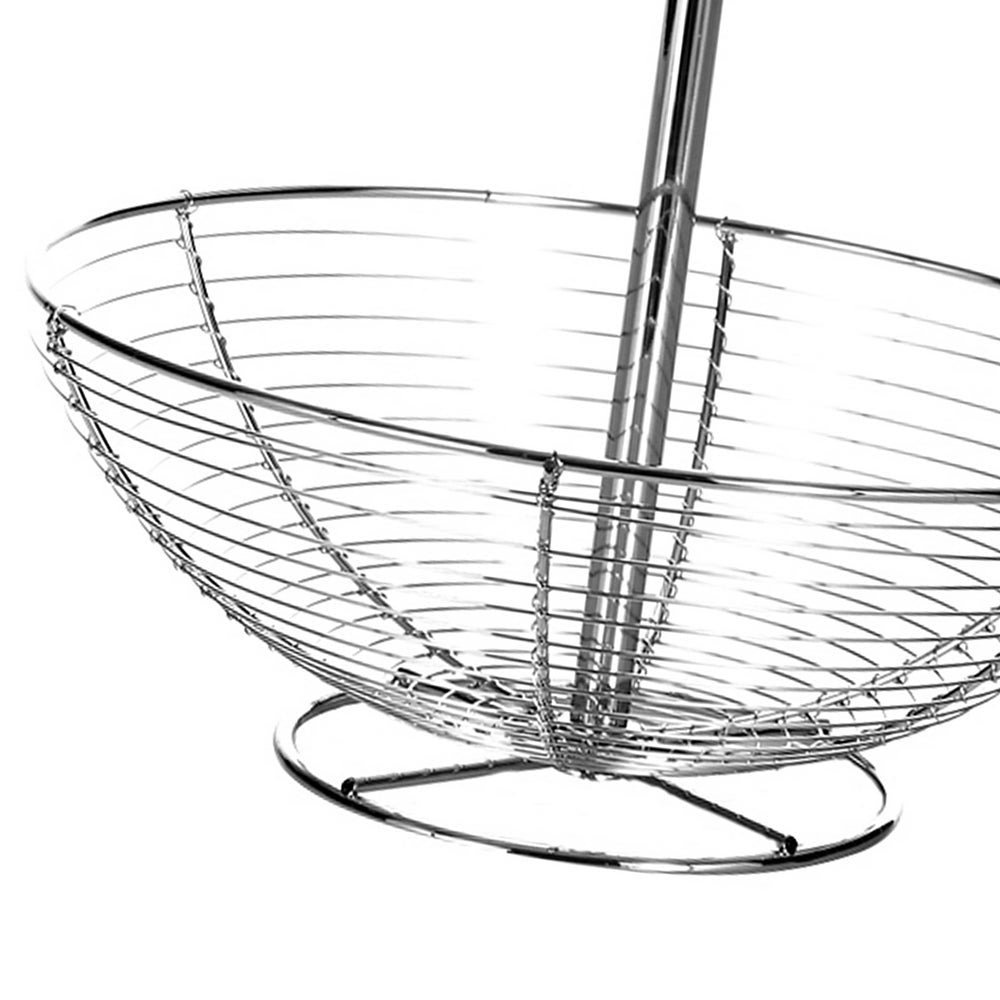 Frutero plateado de metal cromado de 2 alturas 30x30x41 cm