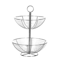 Frutero plateado de metal cromado de 2 alturas 30x30x41 cm