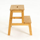 Taburete escalera de 2 alturas de bambú natural de 42x43x47 cm