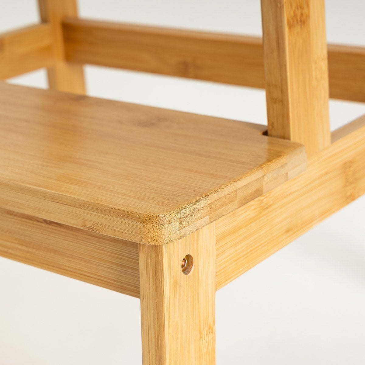 Taburete escalera de 2 alturas de bambú natural de 42x43x47 cm