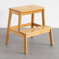 Taburete escalera de 2 alturas de bambú natural de 42x43x47 cm