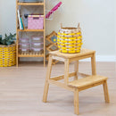 Taburete escalera de 2 alturas de bambú natural de 42x43x47 cm