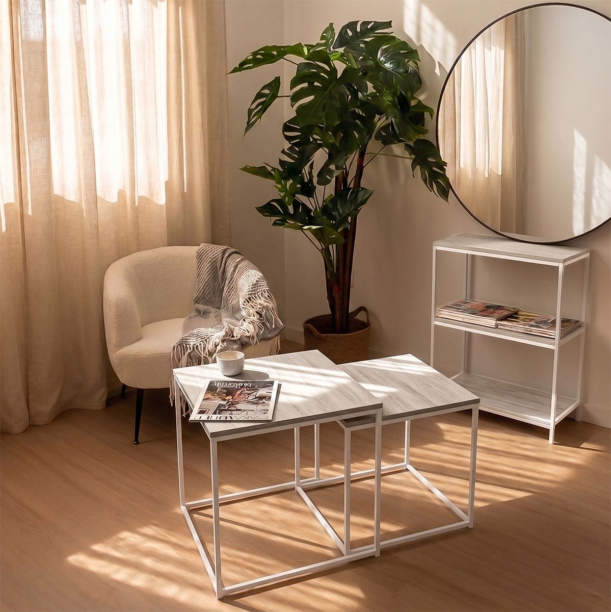 Conjunto de 2 Mesas de Apoio Encaixáveis Urban White