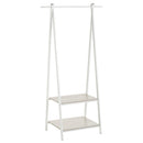 Perchero de madera y metal blanco con barra y baldas 55x45x150 cm