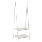 Perchero de madera y metal blanco con barra y baldas 55x45x150 cm
