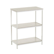 Estante com 3 prateleiras de metal e madeira branca de 76x30x60 cm