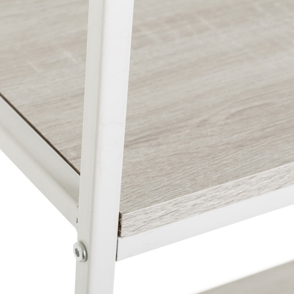 Estantería con 4 baldas de metal y madera blanca de 116x30x60 cm