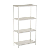 Estante com 4 prateleiras de metal e madeira branca de 116x30x60 cm