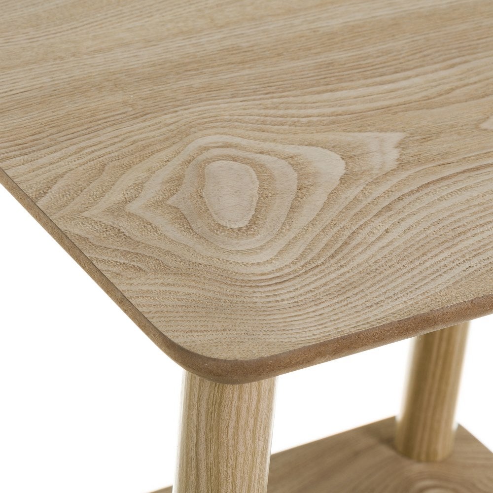 Mesa auxiliar pequeña de tablero laminado estilo nórdico color beige