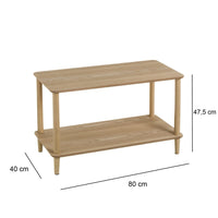 Mesa de centro de madera de pino beige de 47x40x80 cm
