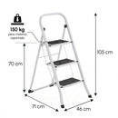 Escalera Plegable 3 Peldaños Antideslizante Color Blanco