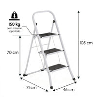 Escalera Plegable 3 Peldaños Antideslizante Color Blanco