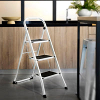 Escalera Plegable 3 Peldaños Antideslizante Color Blanco