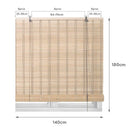 Estor enrollable beige de láminas de bambú de 140x180 cm