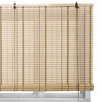 Estor enrollable beige de varillas de bambú de 160x180 cm