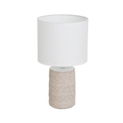 Lámpara de mesita de noche grabada de cemento beige de Ø 18x33 cm
