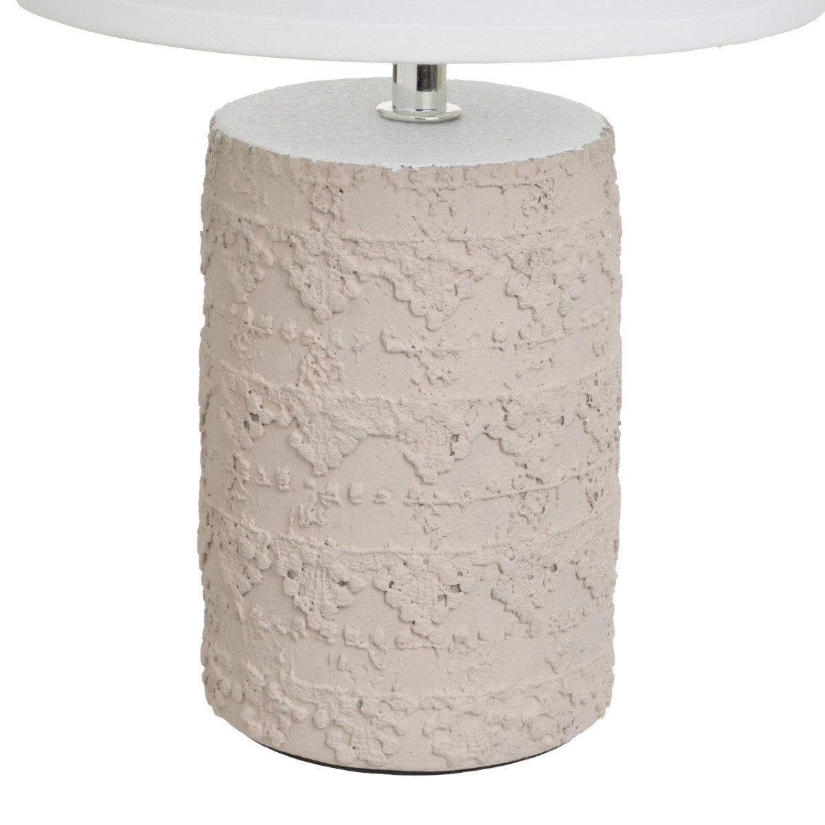 Lámpara de mesita de noche grabada de cemento beige de Ø 18x33 cm