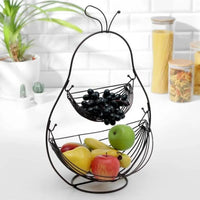 Frutero con 2 cestas pera negro de metal de 51x27x34 cm
