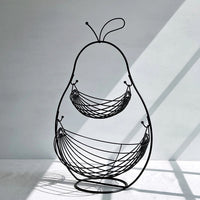 Frutero con 2 cestas pera negro de metal de 51x27x34 cm