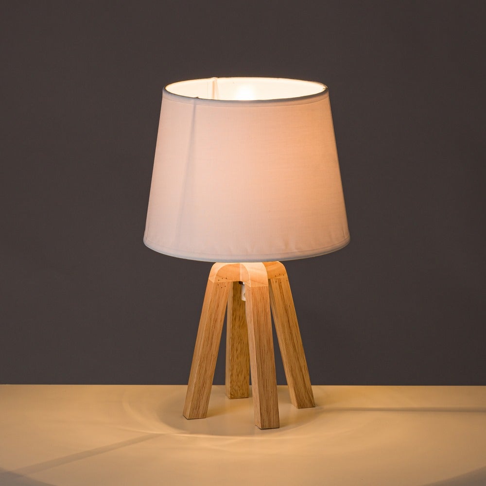 Lámpara de mesita nórdica en madera de roble beige de ø 21x35 cm