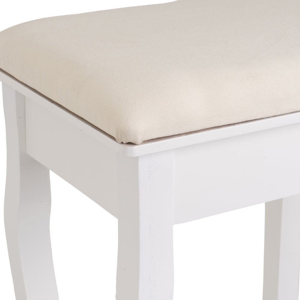 Banqueta de tocador de madera de paulonia blanca de 39x30x50 cm