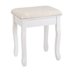 Banqueta clásica de tocador en madera de paulonia blanca 50x30x39cm