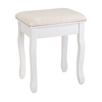 Banqueta de tocador de madera de paulonia blanca de 39x30x50 cm