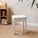 Banqueta de tocador de madera de paulonia blanca de 39x30x50 cm
