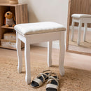 Banqueta de tocador de madera de paulonia blanca de 39x30x50 cm