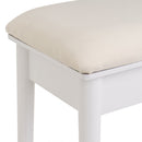 Banqueta de tocador de madera de paulonia blanca de 38x29x45 cm