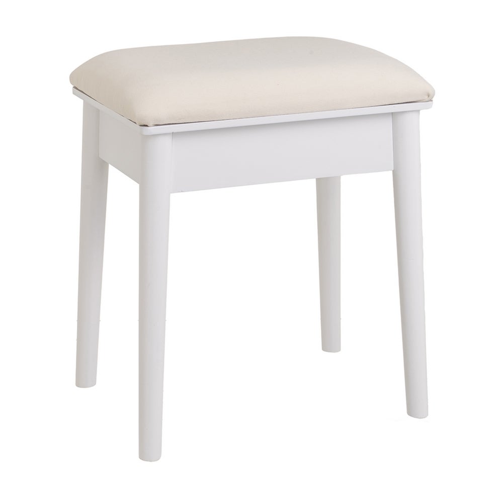 Banqueta de tocador de madera de paulonia blanca de 38x29x45 cm