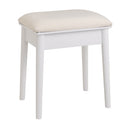 Banqueta de tocador de madera de paulonia blanca de 38x29x45 cm