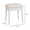 Banqueta de tocador de madera de paulonia blanca de 38x29x45 cm