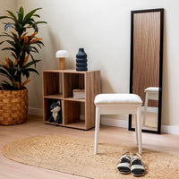 Banqueta de tocador de madera de paulonia blanca de 38x29x45 cm