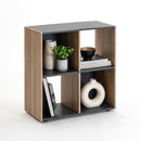 Estantería cubo de madera MDF gris y natural de 60x29x62 cm