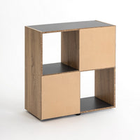 Estantería cubo de madera MDF gris y natural de 60x29x62 cm