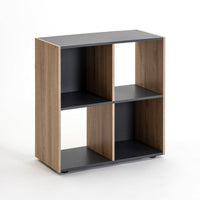 Estantería cubo de madera MDF gris y natural de 60x29x62 cm