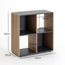 Estantería cubo de madera MDF gris y natural de 60x29x62 cm