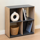Estantería cubo de madera MDF gris y natural de 60x29x62 cm